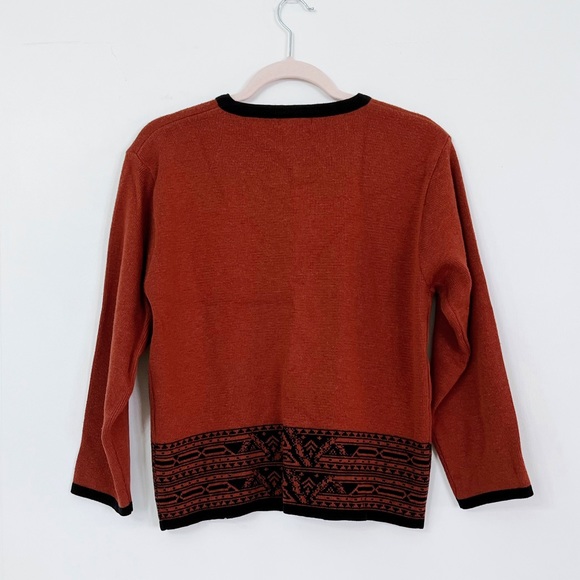 Orange and Black Button Down Sweater Shirt - Picture 2 of 4